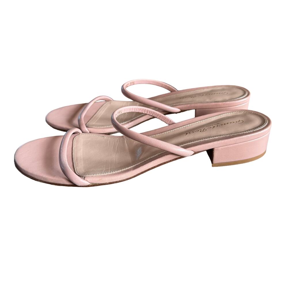 Gianvito Rossi Blush Pink Leather Slide Sandals Size 39.5